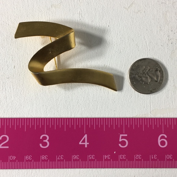 Vintage Gold Tone Zig Zag Brooch/Pin - Picture 8 of 8